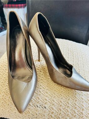 ALDO Metallic Silver Pointed-Toe Stiletto Heels